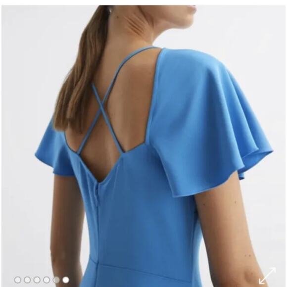Reiss Blue Eleni viscose crepe midi dress size XS /2 - Picture 3 of 11